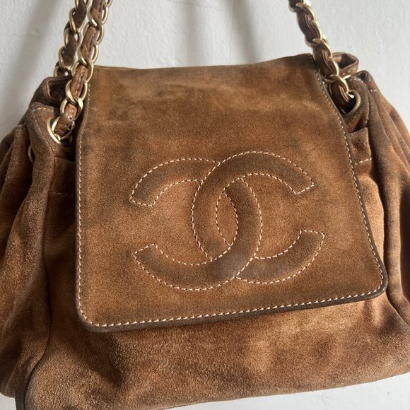 CHANEL brown suede chain shoulder bag 2002 vintage - Picture 6 of 11
